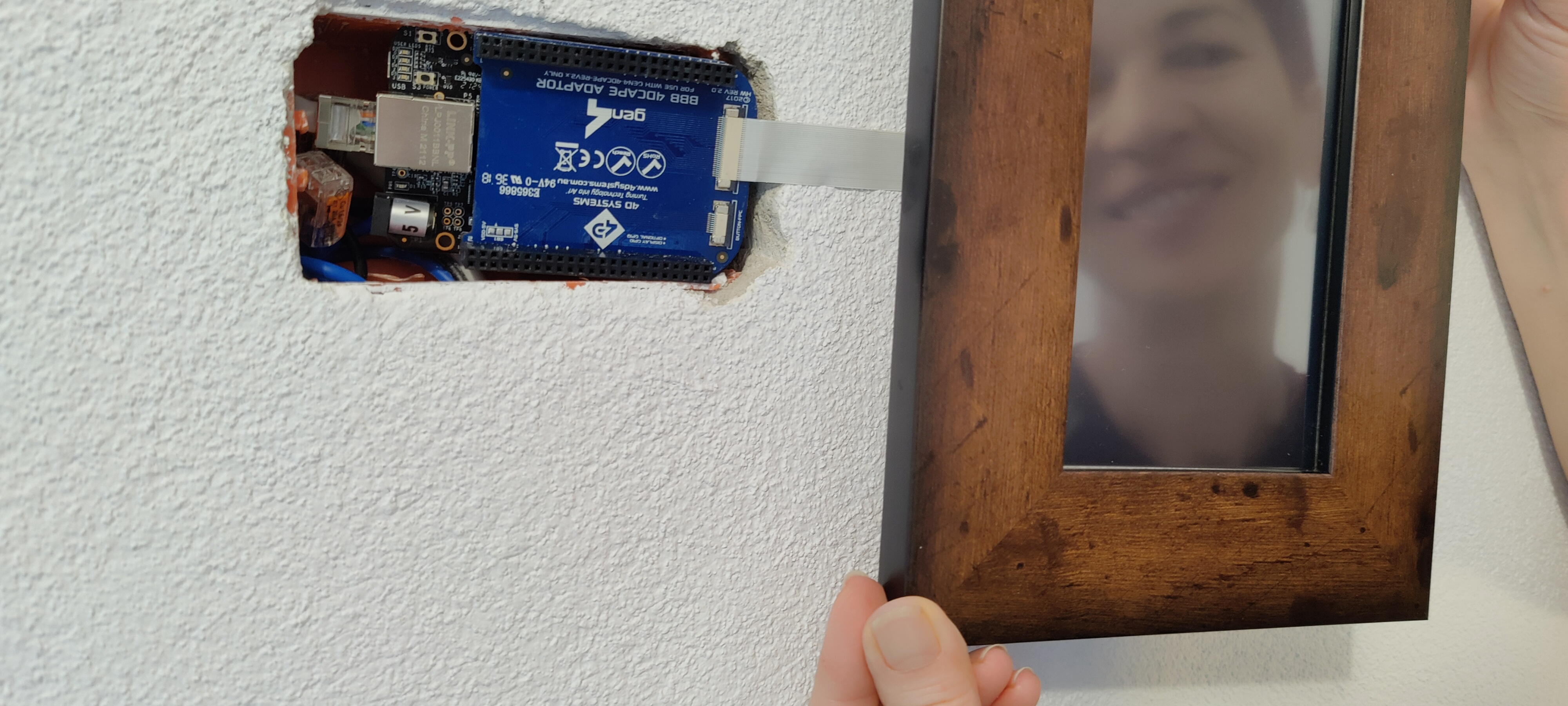 The BeagleBoard with the display ribbon